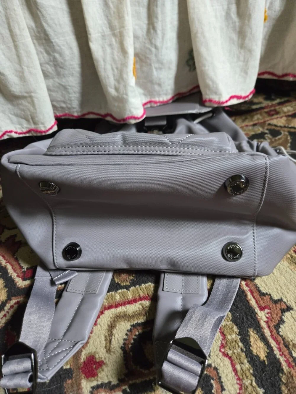 Wiffle satin luxe VL (vegan leather) backpack in pearl color